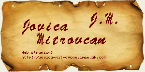 Jovica Mitrovčan vizit kartica